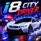 In i8 City Driver, players start in a huge city and choose their path. You can drive freely, pursue challenges, drift, pass speed gates, and explore the map.