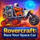 The space-themed arcade racing game Rovercraft: Race Your Space Car has hill-climbing, obstacle racing, and vehicle upgrades. Not just speed determines success!