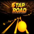Tap Road is a fast-paced arcade game with obstacles, neon tracks, a flashing ball, and one-click lane-switching. Find diamonds for the highest score.